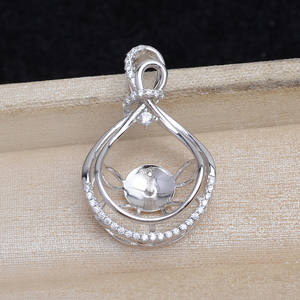 อุปกรณ์ทำเครื่องประดับเงินแท้ 925 ฐานจี้เปล่าแบบเรียบง่าย ผลิตภัณฑ์กึ่งสำเร็จรูปสำหรับทำเครื่องประดับ ขนาด 12-13.5 มม. รุ่น JG5881 สำหรับไข่มุกเม็ดเดี่ยว - Product Image 2