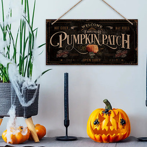 En stock : Décoration d'Halloween, étiquette suspendue en bois en forme de citrouille, étiquette suspendue pour la récolte de Thanksgiving, décoration d'intérieur, panneau de porte en bois. - Product Image 4