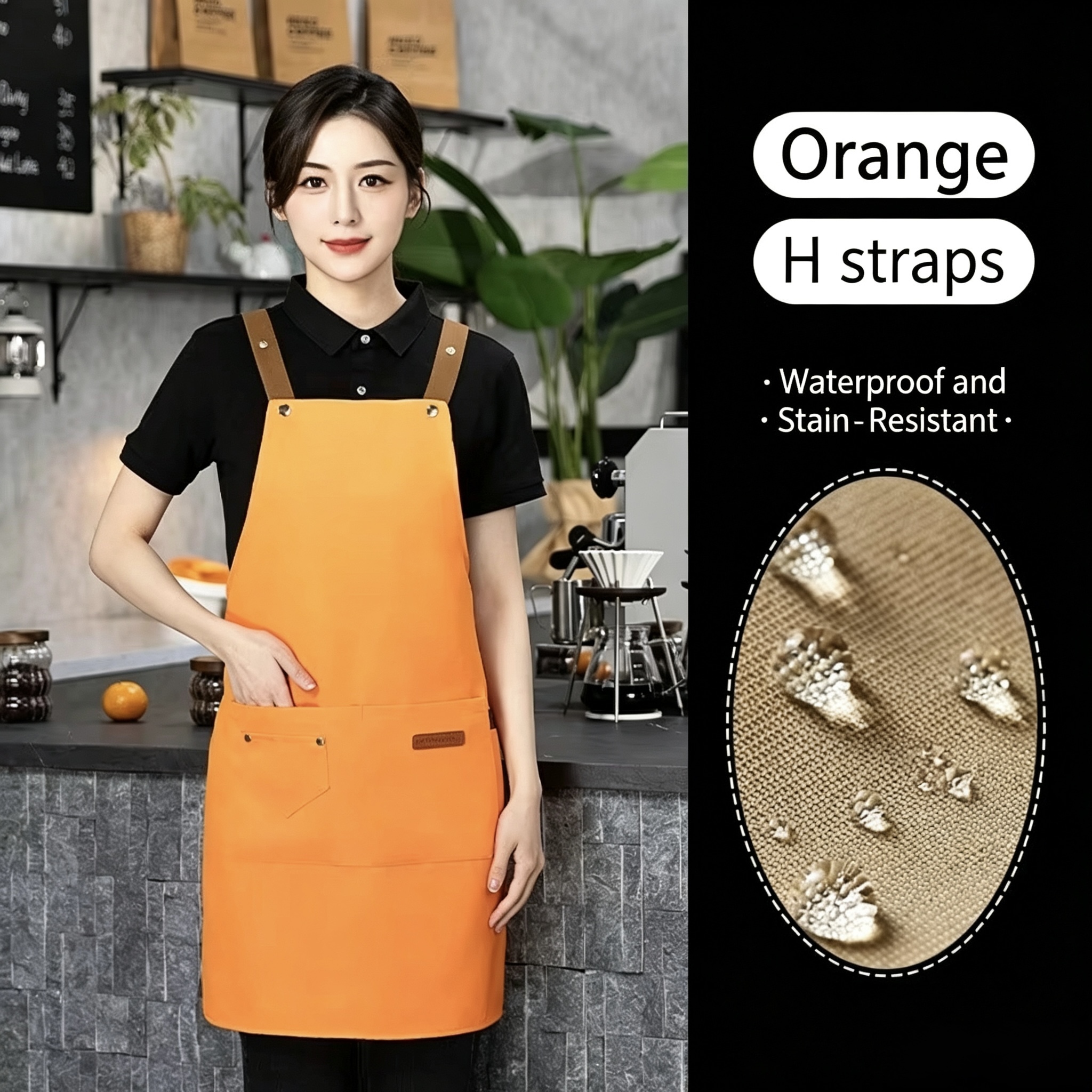 2 boutons orange/résistant aux éclaboussures