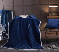 Deux-en-un Lait Velours Sherpa Couvertures Oreiller Doux Solide Flanelle Polaire Lit Couverture Jette pour Voyage Canapé Canapé Chaise Bureau