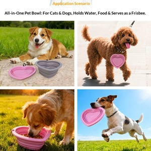 Tazón Plegable de Silicona en Forma de Corazón, Multicolor, Portátil, de Grado Alimenticio, para Perros y Gatos, con Clip para Llavero, para Uso en Exteriores - Product Image 5