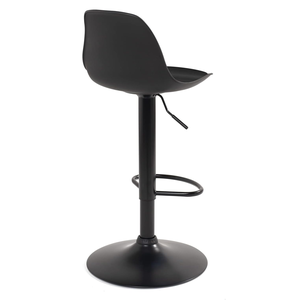 Modern Black Adjustable Swivel Bar <b>Stool</b> with PU Leather <b>Seat</b>, Matte Black Base and Footrest for Kitchen - Product Image 3