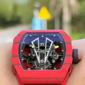 26-year new model of top-quality crimson carbon fiber skeletonized lightweight tourbillon men's sports mechanical watch - Product Image 4