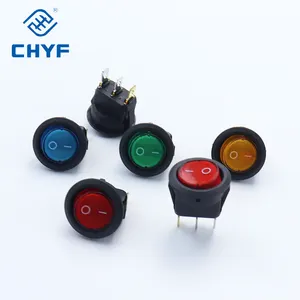 CHYF push button switch KCD1-101 Round 12v illuminated 3pin On/Off Auto Boat Marine Waterproof Rocker Switch