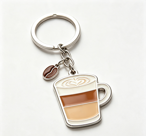<b>Cute</b> Coffee Cup Enamel Metal Key Chain Custom Logo <b>Keyring</b> Coffee Beverage Bag Charm for Gifts and Promotions - Product Image 3