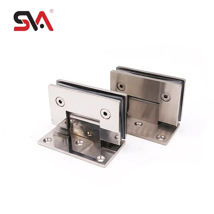 ホット製品SVA-201バスルームスクエア90度ステンレス鋼亜鉛合金真鍮シャワーヒンジ強化ガラスハードウェア
