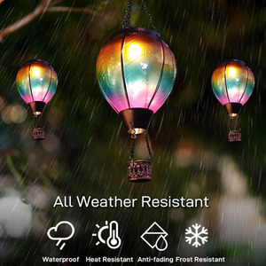 Đèn LED năng lượng mặt trời ngoài trời chống thấm nước hình khinh khí cầu lửa nhấp nháy trang trí sân vườn treo đèn lồng - Product Image 4