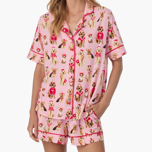 Set Pigiama da Donna Due Pezzi Casual con Stampa Animalier, Completo Corto Traspirante e Morbido, <span class=keywords><strong>Abbigliamento</strong></span> da Notte per San Valentino - Product Image 1