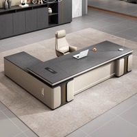 Bureau de direction en L en bois E1 Eco Board avec rangement, mobilier de bureau exécutif personnalisé, table d'ordinateur pour projet - Vente en gros fabricant