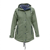 Veste imperméable coupe-vent à capuche pour femme PB&ZA, fermeture à bouton unique, 100 % polyester, manches longues, vêtement d'extérieur léger