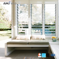 Ventanas de Aluminio con Persianas Ajustables a Medida para Apartamentos Modernos, Ventanas Jalousie de Vidrio Templado con Manivela