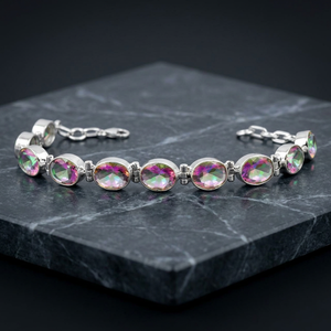 Luxury Mystic Topaz 925 Sterling Silver Certified Statement Bracelet for Women Wedding & Anniversary Gift Best Quality Handmade - Product Image 3
