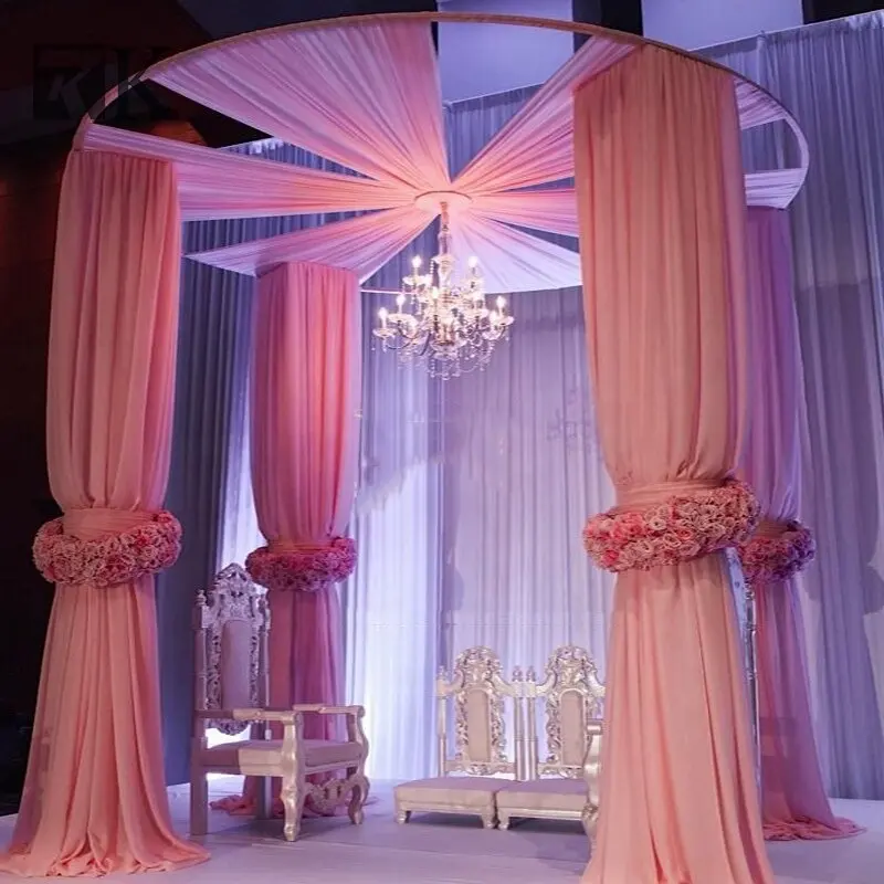 Soporte de Marco telescópico de cortina de aleación de aluminio de arco cuadrado de diseño especial de alta calidad para decoración de bodas