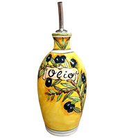 Bouteille d'huile et de vinaigre en céramique, ml, bouteille italien en céramique, huile de poterie, huile de Cruet, Olives décoratives peintes à la main