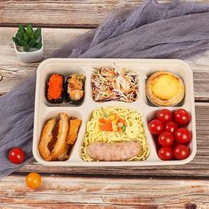 Assiettes en bagasse de canne à sucre compostables à 6 compartiments – Fabricant de vaisselle et de produits en papier - Product Image 3