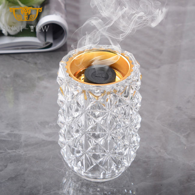 Hot Sale Custom Middle East Crystal Oud Bakhoor Crystal Mubkhar Censer Arabic Aromatherapy Fragrance