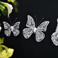 Adornos de Mariposas de Encaje de Gasa Hechos a Mano, Decoración Romántica para Bodas, Suministros para Arreglos de Bodas en Interiores y Exteriores