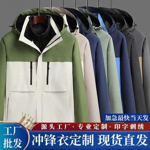 Veste coupe-vent 3 en 1 avec doublure intérieure pour homme, manteau de travail contrasté de couleur unie, rouge, pour l'hiver - Product Image 2