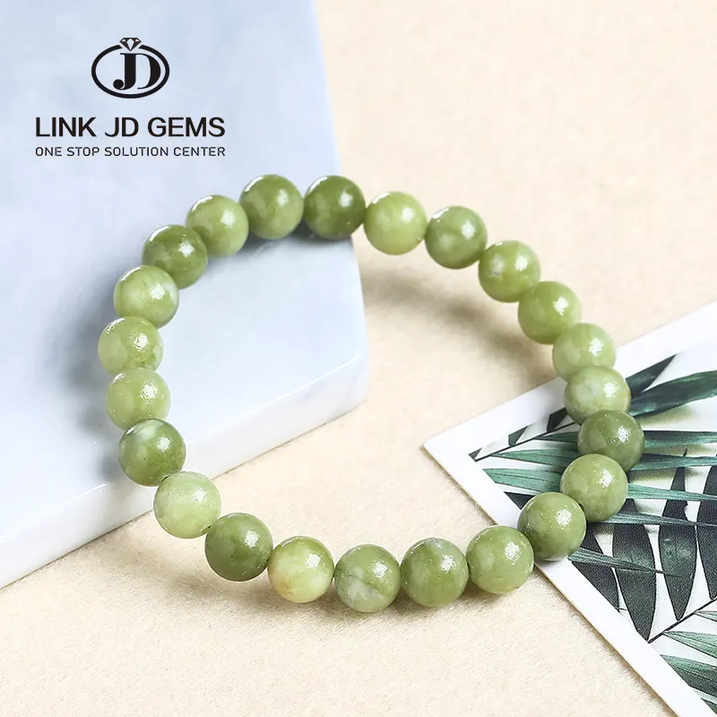 Jd Natuursteen Armband Groene Zuidelijke Jade Ronde Losse Kralen Sieraden Vrouwen Edelsteen Cadeau Handgemaakte Streng Armbanden