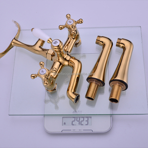 Полированный Золотой латунный Смеситель для ванной с двумя ручками - Product Image 4