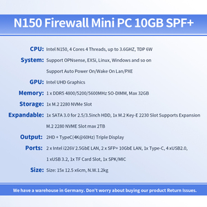 Routeur pare-feu CWWK Pfsense 10G N150 DDR5 Mini PC 2 x 82599ES SFP+ 2 x i226V 2.5G Lan 2 x NVMe <span class=keywords><strong>Micro</strong></span> Appliance pare-feu - Product Image 6