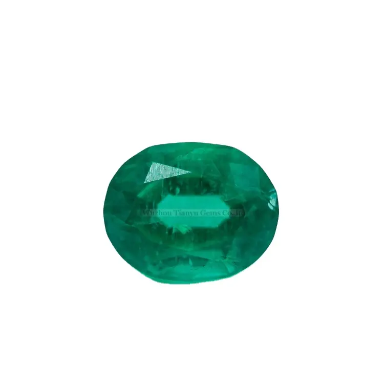 Tianyu Gems 8 * 10mm楕円形の自然カットグリーン水熱合成コロンビアエメラルド石カラットあたりの価格