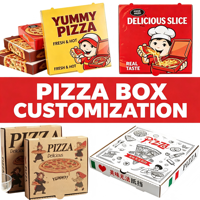 Boîte à pizza en carton kraft écologique de qualité alimentaire, pliable, robuste, avec poignée de transport, finition laminée mate UV, quadricolore