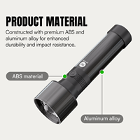 Lampe torche LED portable compacte en alliage d'aluminium gris foncé, ABS, 2000 mAh, rechargeable par Type C, batterie 18650 amovible