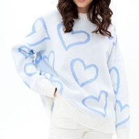 ZHUNA Dames Long Bleu Automne Pas Cher Logo Personnalisé Tricoté Y2k Surdimensionné Câble Tricot Chandail Fabricant