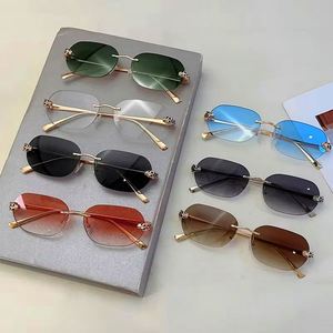 Lunettes de soleil Y2K vintage 2025 personnalisées avec logo, pour hommes et femmes, style punk carré, protection UV400, monture métallique tête de léopard sans cerclage - Product Image 3
