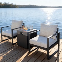 Table carrée en acier de foyer au gaz de 53cm avec chaises