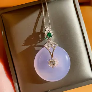 Khảm Tím Hòa Bình Chalcedony Vòng Cổ Khóa Joker Món Quà Sinh Nhật Chúa Đá 30*30