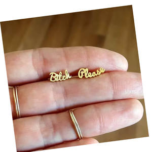 Pendientes con letras de acero inoxidable y cadena, joyería con diamantes de imitación dorados, esmalte de amor Dior l, a la moda, con letras iniciales yls c & <span class=keywords><strong>j</strong></span> - Product Image 1