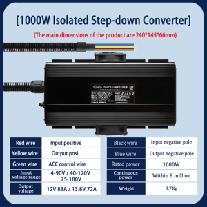 Convertisseurs abaisseurs isolés monophasés haute puissance pour climatiseurs de yachts domestiques 12V 1000W Sortie HJ12V1000W-G Haute Puissance O - Product Image 6