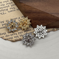 Kancing Logam Bentuk Bunga Berbahan Nikel-Free dengan Rhinestone dan Strass untuk Cardigan