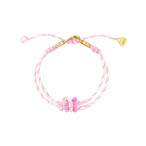 Fashion Beaded <b>Bracelet</b> With Pink And White <b>Rope</b> Gold Plated Clasp Sustainable Resistant Design For Women - Product Image 2