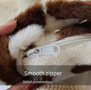 冬用ショルダーアンダーアーム収納バッグ牛柄女性用大容量フラーぬいぐるみソフト暖かい毛皮トート財布 - Product Image 2