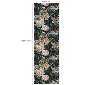 Dark Flowers Green Plants Retro Self-adhesive Wallpaper Foreign Trade Hot Selling Removable Dormitory Renovation Murals