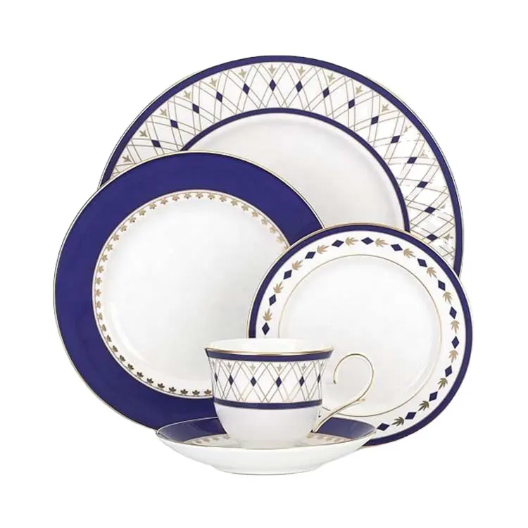 Gehobene Western Brilliant 5 Stück Set Fine Bone China Geschirr Tangshan Utensilien Herstellung