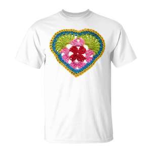 T-shirt promotionnel blanc unisexe pour adulte avec motif cœur Granny Square au crochet - Product Image 1