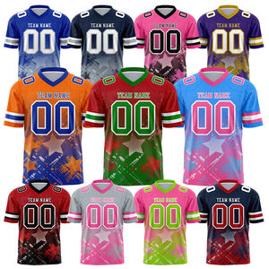 Оптовая продажа, футболки в стиле ретро, американский футбол, персонализированные дышащие быстросохнущие звезды, градиентный свитер для регби с коротким рукавом - Product Image 2