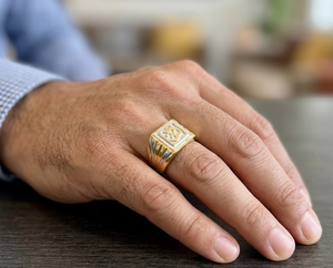 Gold Plated Copper and Brass <b>Men</b> <b>Ring</b> Classic Fashion Jewelry Stylish Finger <b>Ring</b> for Festival Wedding Party Anniversary Casual - Product Image 4