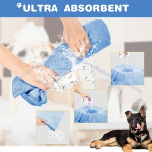 Serviettes pour chiens en gros pour sécher les animaux de compagnie, 4 couleurs, absorbantes, 100 % coton, 2 tailles, kit de bain pour chiens, personnalisable - Product Image 6
