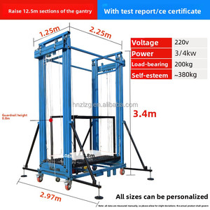 Lift Perancah Logam Listrik Baru, Lipat, Mobile, Indoor Outdoor, Dekoratif, Tangga Kargo, Tali Kawat, <span class=keywords><strong>2</strong></span>-8m, Kapasitas Beban 0.5 <span class=keywords><strong>Ton</strong></span> - Product Image 5