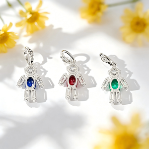 Elegante Colgante de Oro Blanco Sólido de 10K con Forma Ovalada, Gema de Color de Laboratorio, Colgante de Diamante Cultivado en Laboratorio con Corte Baguette - Product Image 4