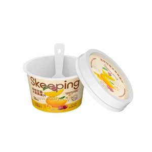 Phân Loại Thực Phẩm Tùy Chỉnh IML Cốc Đựng Kem Bột Yến Mạch Sữa Chua Bằng Nhựa 120G 210Ml Muỗng Đựng Bao Bì - Product Image 1