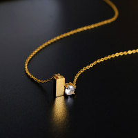 Collar de Moda con Colgante de Acero Inoxidable 316L Chapado en Oro de 18K, Signo de Interrogación con Zirconia, para Mujer