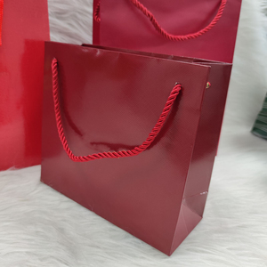 Red Glossy Paper Gift Bags Rope Handle Shopping <b>Packaging</b> Bags Custom Logo Retail Boutique Use Jewelry <b>Packaging</b> Bags with Logo - Product Image 5