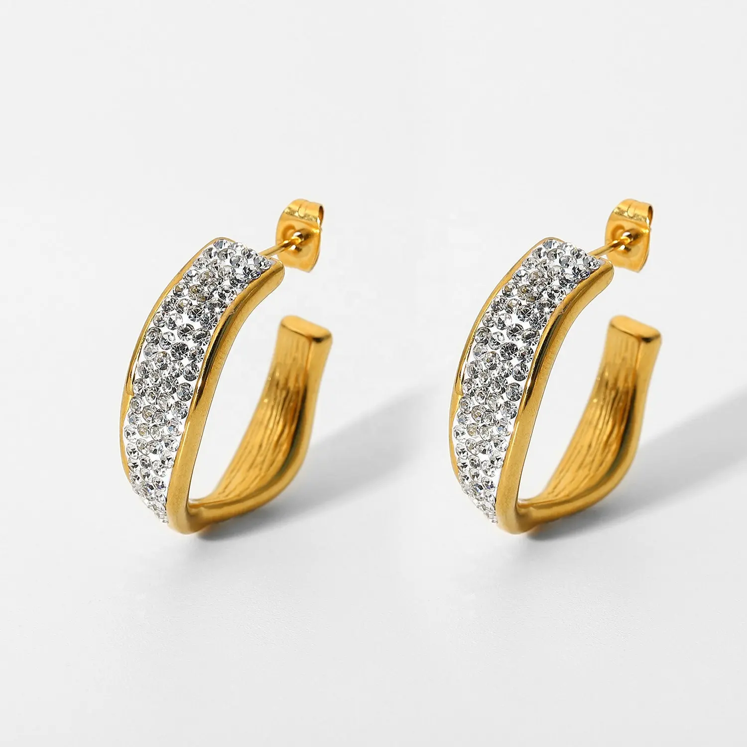Online Shopping Fashion Hoop Earrings 18K Gold Plated Cubic Zirconia Luxury Earrings For Women