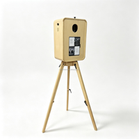 Coque de photomaton en bois pour iPad pour mariage et fête, compatible avec appareil photo reflex numérique et DSLR, avec flight case, impression en libre-service, capacité 15 personnes